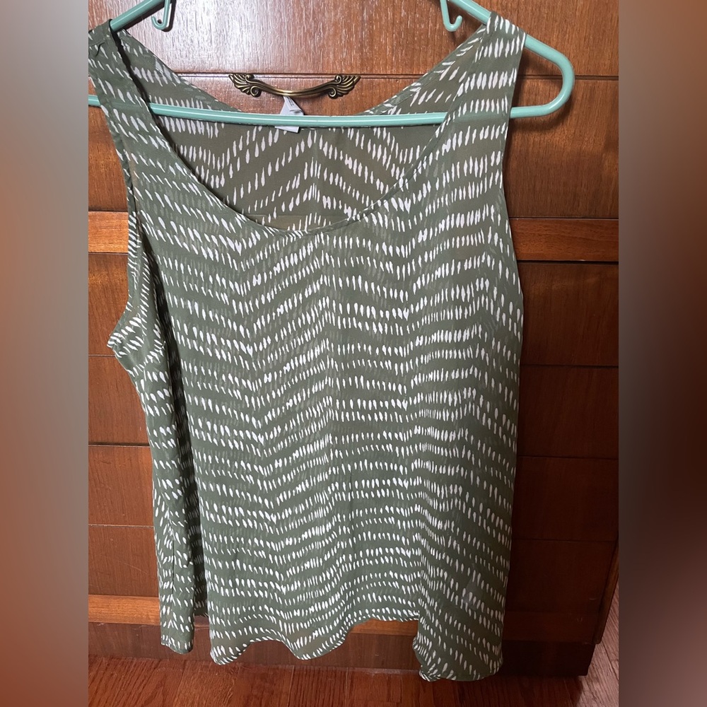 Olive Patterned Sleeveless Top